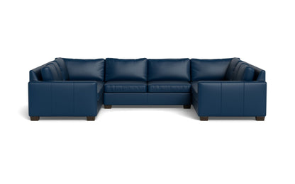 Track 141" Leather Corner Sofa U Sectional - TRIBECA COBALT