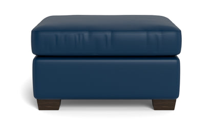 Track Leather Ottoman - TRIBECA COBALT