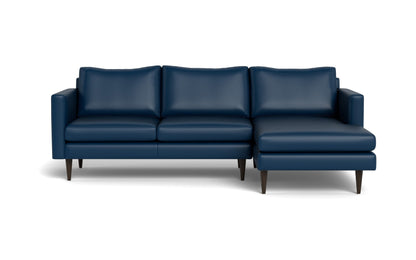 Wallace 98" Leather Untufted Right Chaise Sectional - TRIBECA COBALT