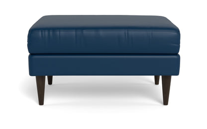 Wallace Leather Untufted Ottoman - TRIBECA COBALT