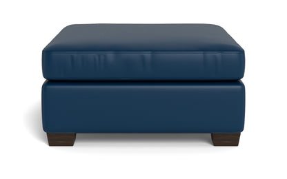 Track Leather Cocktail Ottoman - TRIBECA COBALT
