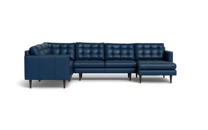 Wallace 131" Leather Corner Sectionals w. Right Chaise - TRIBECA COBALT