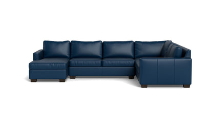 Track 141" Leather Corner Sectionals w. Left Chaise - TRIBECA COBALT