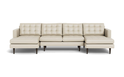 Wallace 126" Leather Double Chaise U Sectional - TRIBECA CREAM