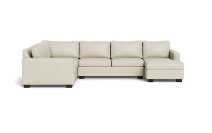 Track 141" Leather Corner Sectionals W. Full Sleeper & Right Chaise - TRIBECA CREAM