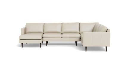 Wallace 131" Leather Untufted Corner Sectionals w. Left Chaise - TRIBECA CREAM