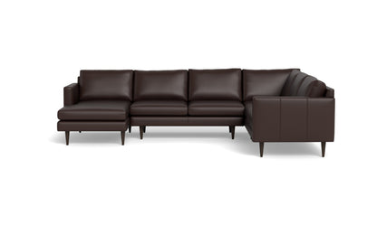 Wallace 131" Leather Untufted Corner Sectionals w. Left Chaise - TRIBECA ESPRESSO