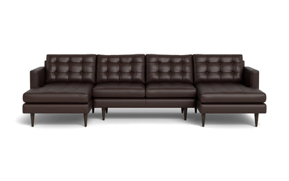Wallace 126" Leather Double Chaise U Sectional - TRIBECA ESPRESSO