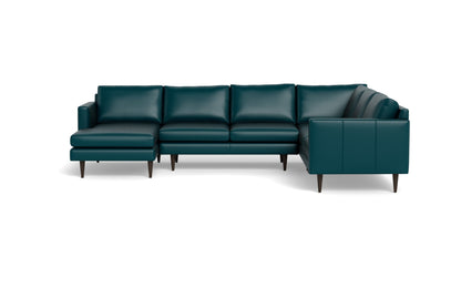 Wallace 131" Leather Untufted Corner Sectionals w. Left Chaise - TRIBECA LAGOON