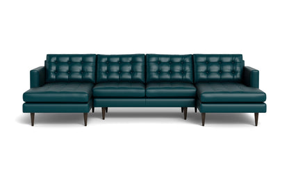 Wallace 126" Leather Double Chaise U Sectional - TRIBECA LAGOON