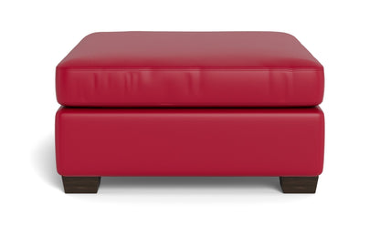 Track Leather Cocktail Ottoman - TRIBECA SCARLET
