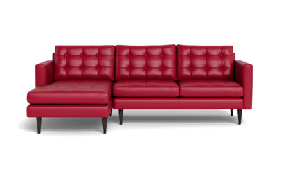Wallace 98" Leather Left Chaise Sectional - TRIBECA SCARLET