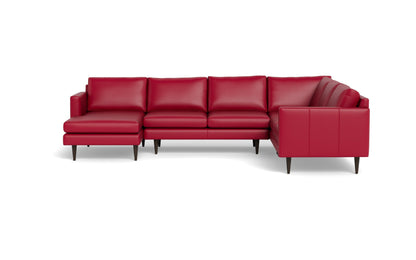 Wallace 131" Leather Untufted Corner Sectionals w. Left Chaise - TRIBECA SCARLET