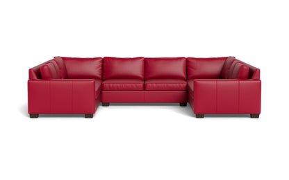 Track 141" Leather Corner Sofa U Sectional - TRIBECA SCARLET