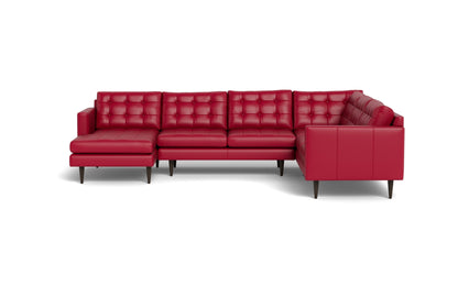Wallace 131" Leather Corner Sectionals w. Left Chaise - TRIBECA SCARLET