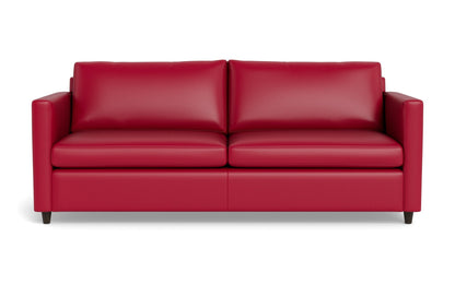 Wallace Leather Untufted 74" Queen Sleeper Sofa - TRIBECA SCARLET