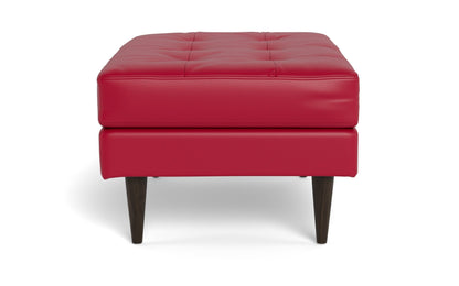 Wallace Leather Ottoman - TRIBECA SCARLET