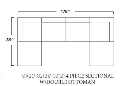 Fluffy 4 Piece Sectional W/Double Otto