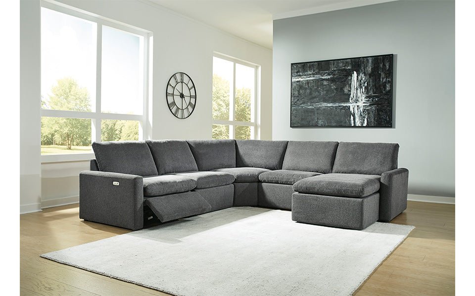 Hadley Right Chaise 5 Seat Reclining Corner Sectional Granite
