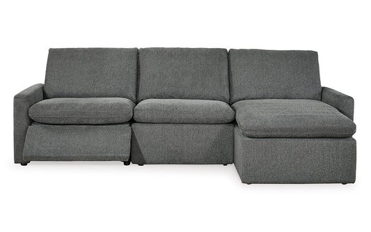 Hadley Right Chaise 3 Seat Reclining Sectional Linen