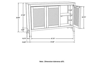 Cane 3 Door Cabinet -