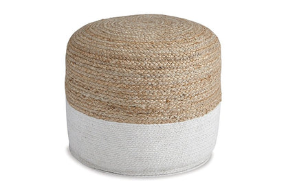 Swanee White/Natural Round Pouf