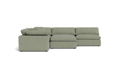 Fluffy 5 Piece Sectional W/Ottoman - Amigo II Sage