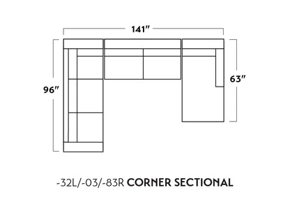 Track 141" Corner Sectionals w. Right Chaise - Dream Pool