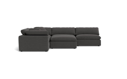 Fluffy 5 Piece Sectional W/Ottoman - Curious Charcoal