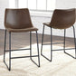 Brown Upholstered Counter Stools (Set of 2)