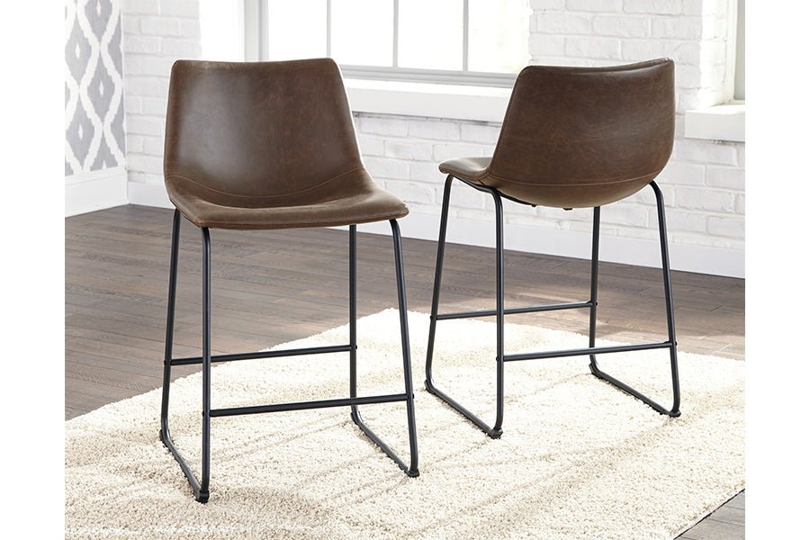 Brown Upholstered Counter Stools (Set of 2)