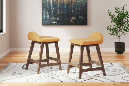 Lynn Mustard Upholstered Counter Stools (Set of 2)