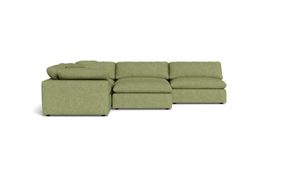 Fluffy 5 Piece Sectional W/Ottoman - ELLIOT CELADON