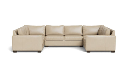 Track 141" Leather Corner Sofa Sleeper U Sectional - HUDSON IVORY