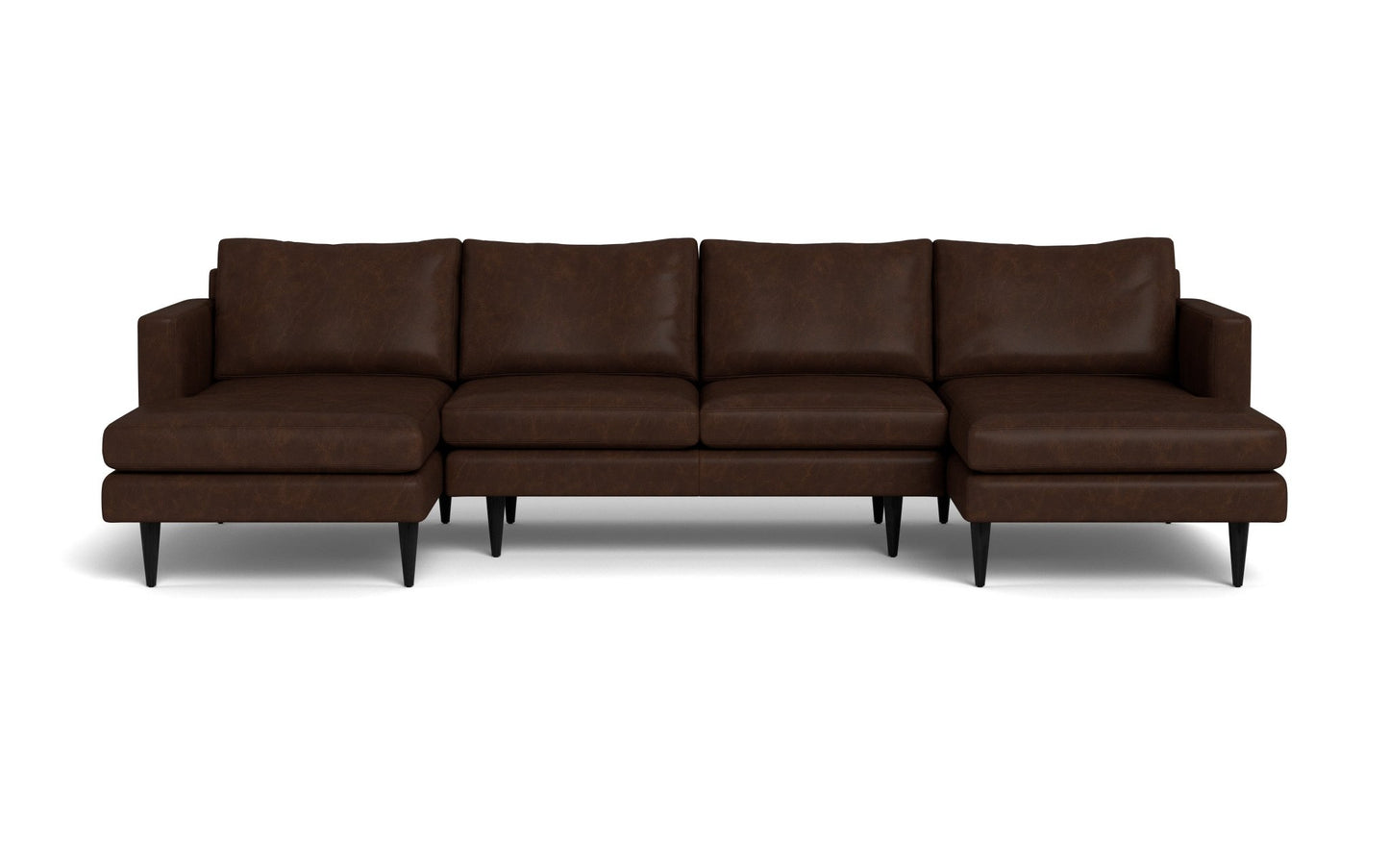Wallace Leather Untufted Double Chaise U Sectional