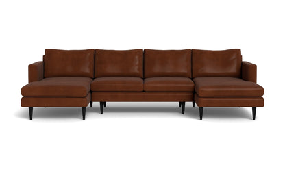 Wallace 126" Leather Untufted Double Chaise U Sectional - EVER-LAST LEVERAGE