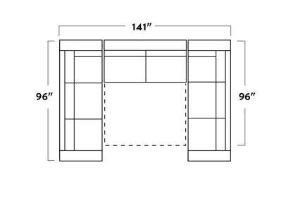 Track 141" Leather Corner Sofa Sleeper U Sectional - TRIBECA ESPRESSO