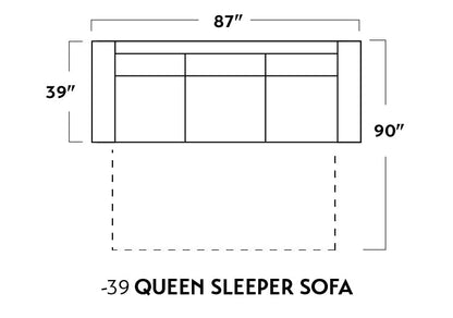 Track 87" Leather Queen Sleeper Sofa - TRIBECA BLACK