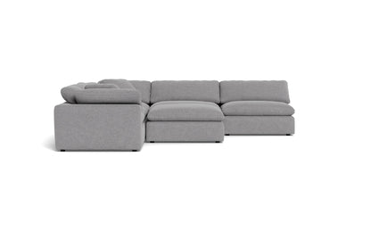 Fluffy 5 Piece Sectional W/Ottoman - Villa Platinum