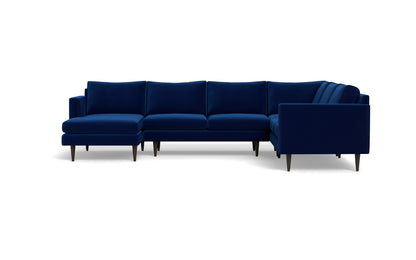 Wallace 131" Untufted Corner Sectionals w. Left Chaise - SUPERB COBALT