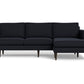 Wallace Untufted Reversible Chaise Sofa - Bella Black