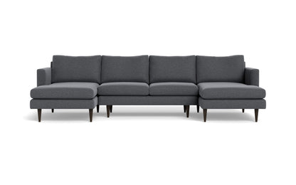 Wallace 126" Untufted Double Chaise U Sectional - Bennett Charcoal