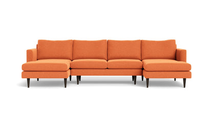 Wallace 126" Untufted Double Chaise U Sectional - Bennett Orangeade