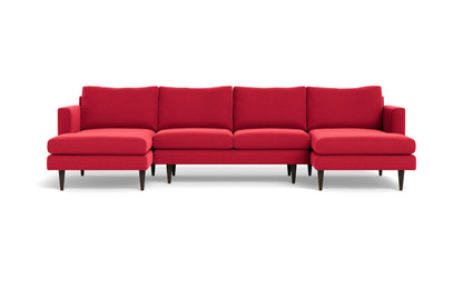 Wallace 126" Untufted Double Chaise U Sectional - Bennett Red
