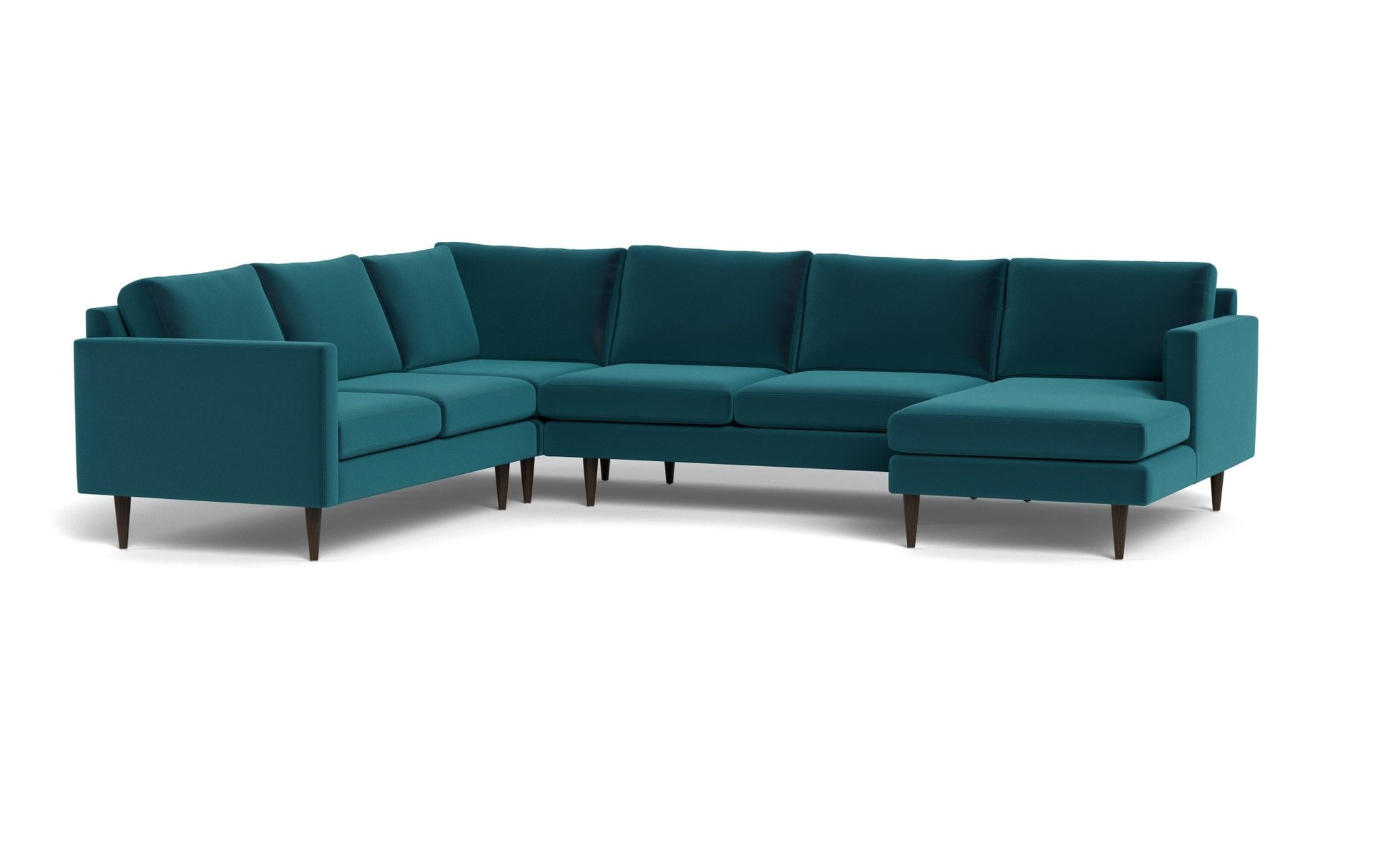 Wallace Untufted Corner Sectional w. Right Chaise - Superb Peacock