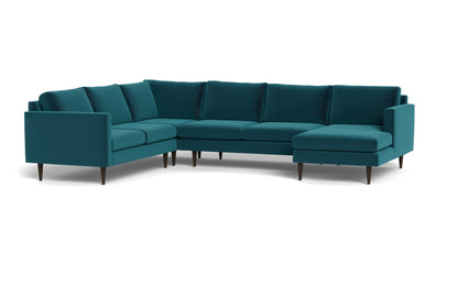 Wallace 131" Untufted Corner Sectionals w. Right Chaise - Superb Peacock
