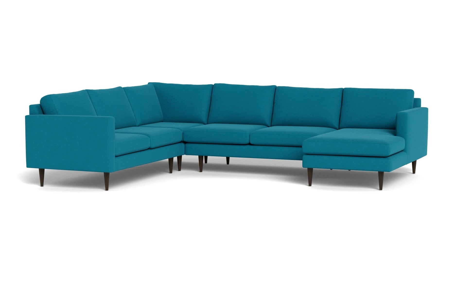 Wallace Untufted Corner Sectional w. Right Chaise - Bella Peacock